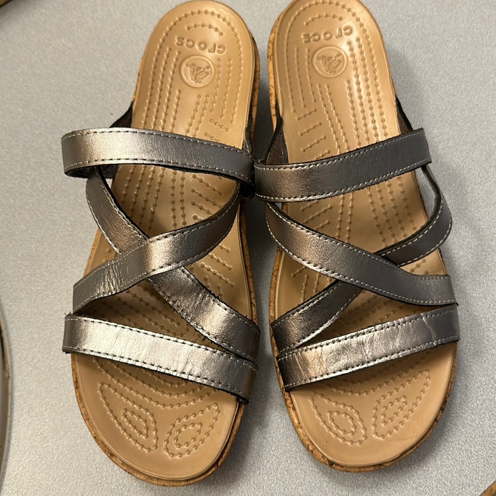 CROCS Leigh Wedge Dressy Slip On Shoes